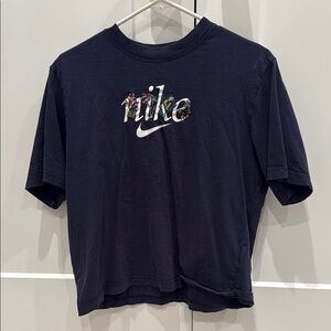 Nike Navy Blue Embroidered Graphic T-Shirt
